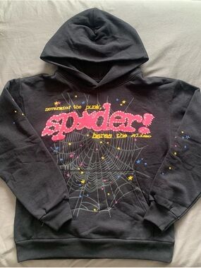 Black Graphic Hoodie Sweater with Pink 'sparkles' Logo